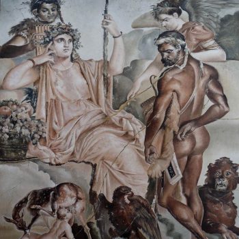 Pittura ad olio su tavola in legno riproduzione affresco pompeiano