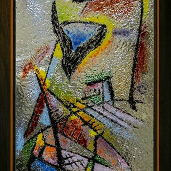 Vetrofusione realizzata con graniglie ispirata ad opere di Kandinsky